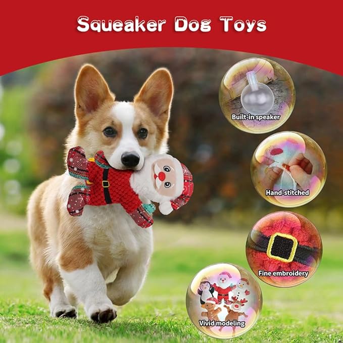 Dog Squeak Toys for Small, Medium & Large Dogs, Tough Chew Toy for Teething & Chewing, Durable Interactive Puppy Gifts, 5-Pack
