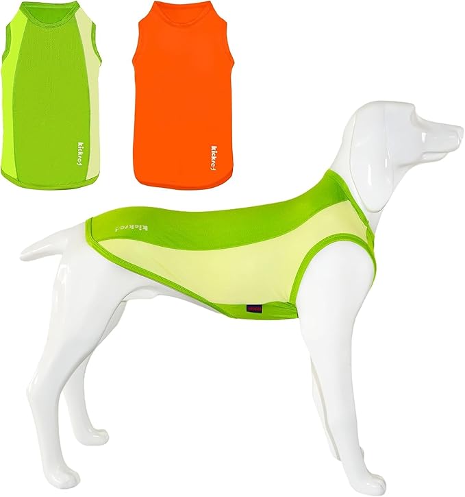 2 Pack Dog Shirts, Breathable Mesh Dog Clothes Pet Sleeveless Vest, Lightweight Stretchy Tank Top T-Shirts for Large Dogs, L