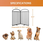 2 Panels Full Matel Freestanding Dog Gates with Door, 48"Extra Wide 36"Tall Free Standing Dog Pet Gate for Indoor & Outdoor. Foldable Pet Fences for Doorways, House, Stairs, Porch, Deck, Yard