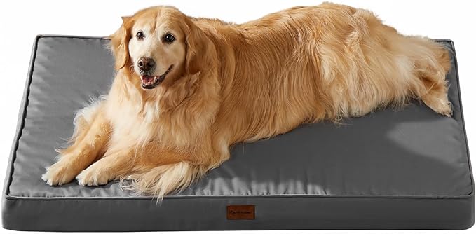 BFPETHOME Outdoor Dog Beds for Large Dogs, Waterproof Dog Bed for Medium, Large, Extra Large Dogs, Orthopedic Pet Bed with Removable Washable Cover, Egg Crate Foam Pet Bed Mat. (47 x 29 In, Dark Grey)