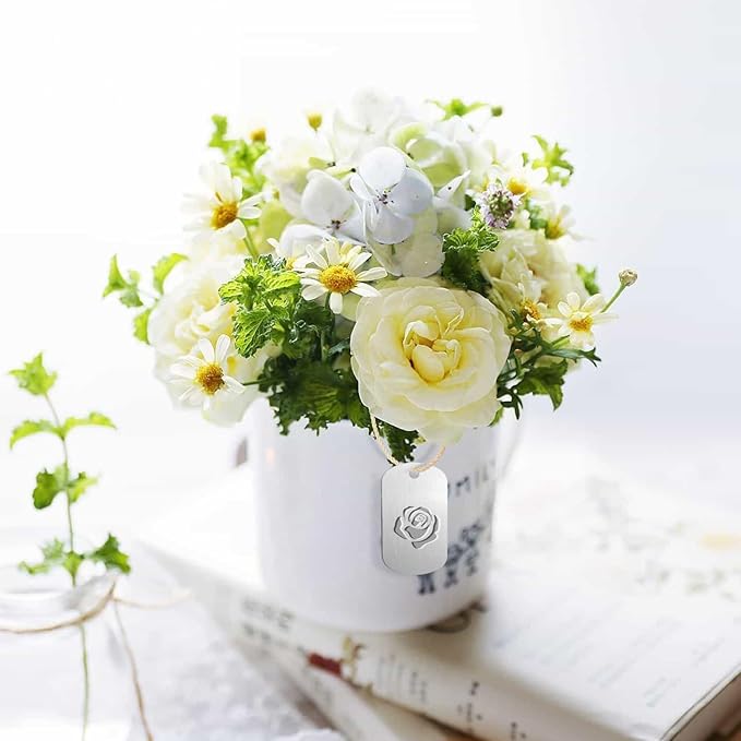 Fesorsi 25 Pcs Aluminum Tags for Engraving,Rectangle Stamping Blanks Tags,Sliver Military Dog Tags,Anodized Blank Metal Tags,Personalized Pet Dog ID Tags Blank with Hole DIY Pendants Decorative Craft