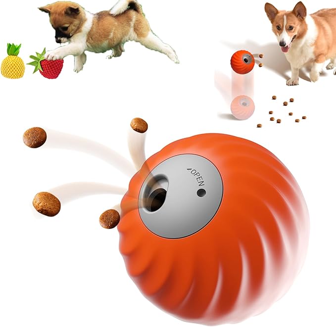 Zoomie 2.0 Buddy – Interactive Dog Toys Ball，Dog Treat Toys and Toys for Aggressive chewers to Keep Them Busy Automatic Rolling BallToy Puppy Puzzle Feeder Dog Toy with Treats Inside,USB Rechargeable