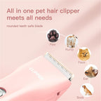 2 in 1 Prowerful Home Professional Dog Grooming Kit Clipper Low Noise USB Rechargeable Gifts for Dog Cat Pink,MTS006