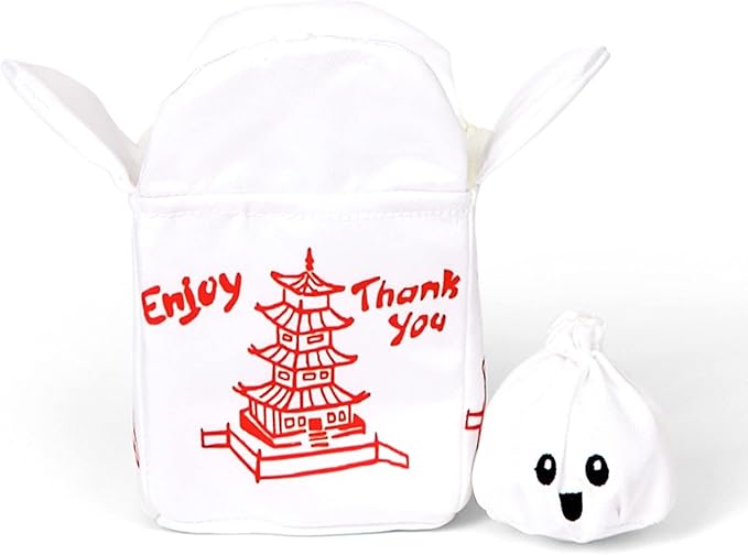 Barkbox Dog Toy 2 in 1 Interactive, Plush Exterior Material & Squeaker, Tearable Dog Toy with Squeaky Ball Inside, Ideal for Toy Destroyers - Andi's Dumpling, Large