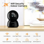 2K Security Camera Indoor, 2.4G & 5G WiFi Pet Camera for Home Security, Pet/Dog/Elder/Baby Camera with Phone App, Night Vision, Cloud/SD Card Storage, 2-Way Audio, Motion Detection, Black