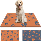 18"×30" Dog Food Mat-Absorbent Dog Mat for Food and Water, No Stains Quick Dry Cat Dog Food Bowl Mat Non Skid Dog Feeding Mat with Footprints for Messy Drinkers Orange