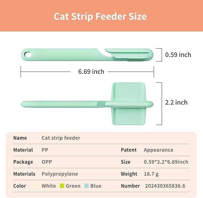 2pcs Cat Strip Feeders, Kitten Strip Squeeze Spoon for Wet Food and Liquid Snack, Cat Lickable Puree Treat Food Dispenser Pet Food Mixing Spoon Feeding Scoop for Pets (Blue & White)
