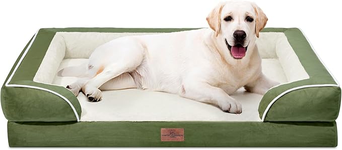 Comfort Expression Orthopedic Dog Beds for Jumbo Breed Large Dogs, Jumbo Dog Beds Waterproof, PV Washable Pet Sofa Couch with Removable Cover & Non-Slip Bottom(Light Green)