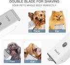 2-in-1 Professional Dog Grooming Kit - Low Noise, Waterproof, USB Rechargeable, and Safe Ceramic Blade - Gift for Dogs and Cats (White)