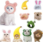 5 Pcs Cat Hats for Cats Only,Cute Lion Mane Bunny Frog Banana Bear Adjustable Headwear for Kittens,Easter Halloween Costume Accessory Headwear(Adorable Style)