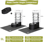 RIZZARI Upgraded Automatic Dog Water Dispenser: 9L Black Gravity Large Stainless Steel Raised Pet Feeder with Filter - Includes 2 Extra Filters & 2 Bottle Caps - Pet Feeder for Dogs Indoor Outdoor