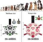 QDAN Pink Dog Toys Soccer Ball with Straps, Interactive Tug of War Toy, Puppy Birthday Gifts, Water Toy, Durable Dog Balls for Medium Large, Valentines Gift (8 Inch)