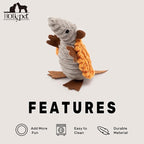 Hollypet Plush Dog Squeaky Toy Stuffed Armadillo Animal Pet Puppy Chew Toys with Clean Teeth for Small Medium Large All Breed Sizes Dogs, Orange,6 in