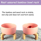 Petygooing Pink Ceramic Dog Cat Bowl Set with Stand, Pet Food and Water Dish,Medium Dog Bowls Anti Slip Set of 2 Cat Bowls Pet Food Bowl- Pet Dishes Small Medium Size Pet (28 OZ /3.6 Cups)