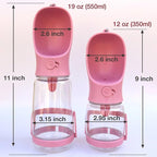Dog Water Bottle with Food Container Holder, Travel Puppy Drinking Bowl, Portable Pet Water Dispenser, Patented Design, Food Grade Plastic 19 oz Water Bottle+100g Snack cans