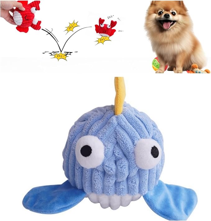 Dog Toys for Aggressive Chewers,Squeaky Dog Toys to Keep Them Busy,No Stuffing Interactive Dog Chew Toys,Suitable for Medium,Large and Small Dog(Blue Whale)