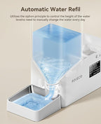 Rojeco 36Cups/8.5L Pet Automatic Cat Feeder and Gravity Water Dispenser,Stainless Steel Bowls 2-in-1 Set Large Capacity 5L Food Feeder and 3.5L Water Fountain for Cats,Pets,Small Dogs,Puppies,Kittens