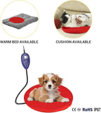 NAMSAN Heating Pad for Cats Small Dogs Heated Dog Bed Round Cat Tree Heating Bed Rabbit Warming Pad, Temperature Adjustable, Chew Resistant Cord, Red