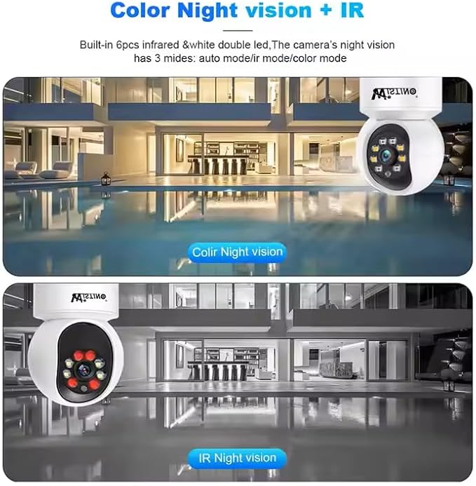 Wistino 3mp Indoor WiFi Security Camera w/Phone App, Color Picture, Night & Infrared Vision, Motion/Human Detection, Two Way Audio, Spotlight, Alarm/Siren, Recording Ablity, Cloud Storage