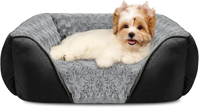 INVENHO Small Dog Bed Rectangle Washable Orthopedic Soft Calming Sleeping Durable Pet Cuddler with Anti-Slip Bottom
