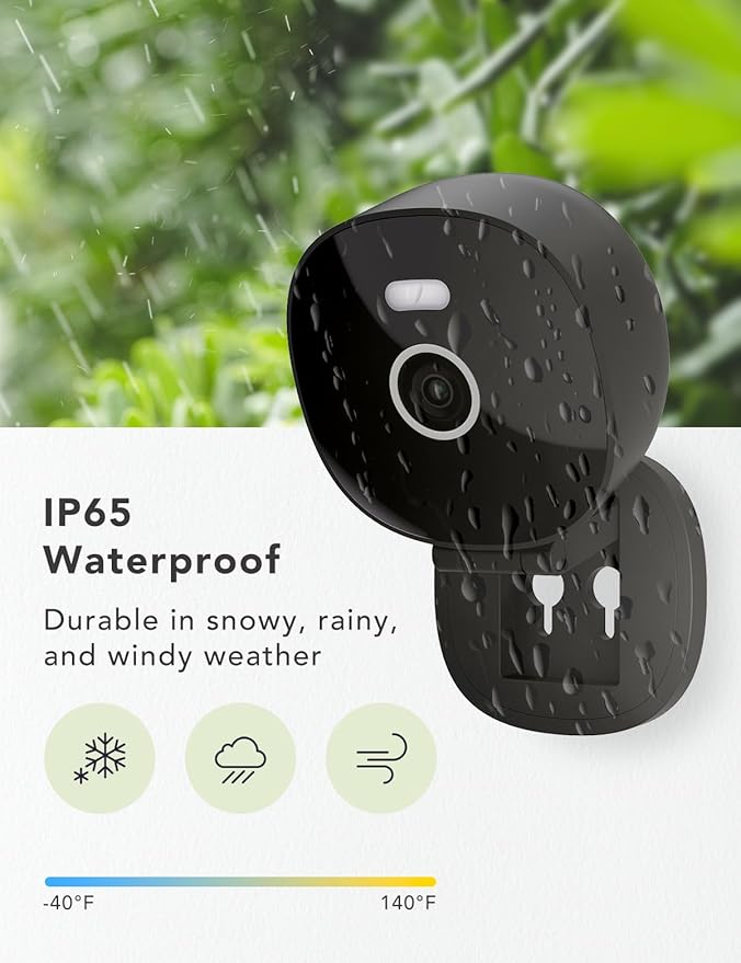 2K Security Camera, Outdoor/Indoor for Home, Pet, Baby, Nanny, IP65 Wterproof Color Night Vision, White Light & Siren, Recording, Motion Detection, Compatible with Alexa,Black-2P