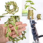 Hemp Rope for Cat Scratch Post Tree Replacement - Cat Scratcher Accessories with Artificial Leaves/Home Vine Ribbon Decoration for Art & Crafts