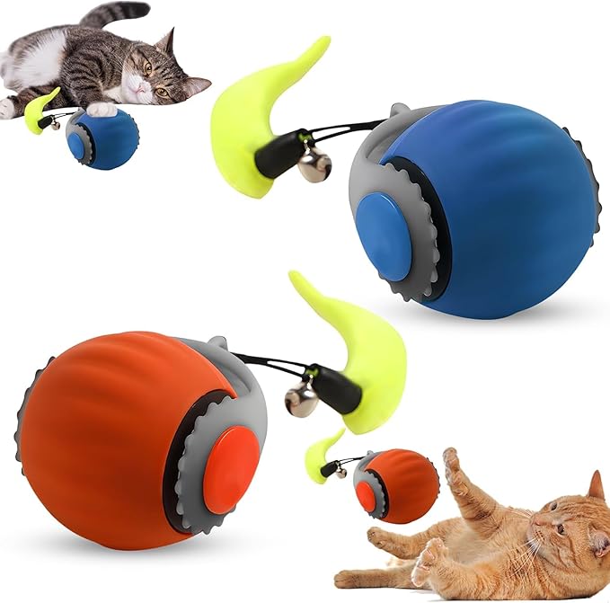 2 Pack Interactive Cat Toy Ball, Cat Enrichment Toys for Indoor Cats for Bored Indoor Adult Cats, Motion Activated