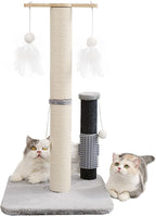 Cat Scratching Post, 29 Inch Tall Sisal Vertical Scratch Posts Cat Scratcher Scratching Deterrent with Cat Self Groomer Hair Brush and Dangling Plush Ball for Cats Small Kittens Christmas