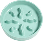 Ceramic Slow Feeder Dog Bowls Small Breed, 0.5 Cups Dog Food Dish for Fast Eaters, Puzzle Bowl for Small Dogs and Cats, 5.5 Inch-Turquoise
