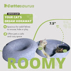 CATTASAURUS Peekaboo Cat Cave for Multiple & Large Cats Up to 30-45 Lbs, Scratch Detachable & Washable Tunnel Bed, Comfy Donut Cat Cave (Ligt Gray + Light Gray, Large (Bundle))