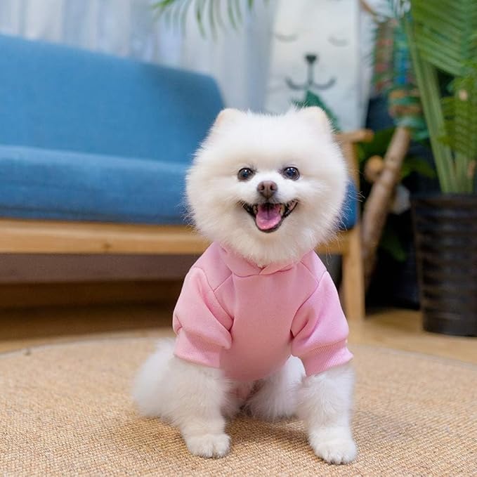 KOOLTAIL Basic Dog Hoodie - Soft and Warm Dog Hoodie Sweater with Leash Hole and Pocket, Dog Winter Coat, Cold Weather Clothes Sweatshirt for Small Medium Large Dogs Puppy Cat Boys Girls Pink SM