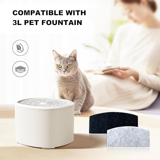 Cat Water Fountain Filters, 12 Pieces Set Cat Fountain Filter Replacement Compatible with 101oz/3L Pet Water Dispenser (12 Pices Filters)