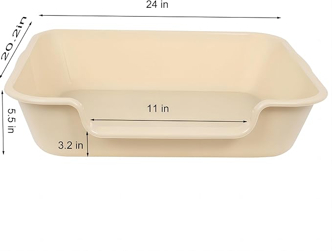2 Pack Extra Large Dog Litter Box Pan Tray (ABS Material), Low Entry Jumbo Senior Litter Boxes for Multiple Kitten Big Cats, Pet Safe Indoor Dog Potty (Sandbeach, 24" L x 20" W)