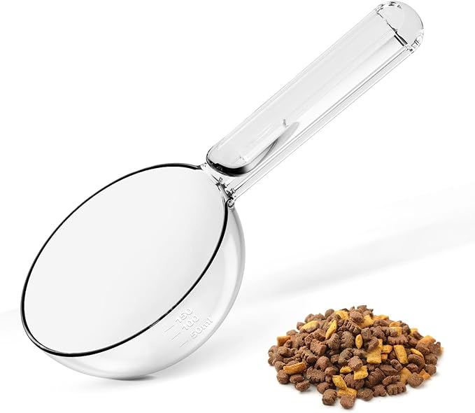200ML Airtight Dog food spoon,Dog Treat spoon With Measuring,Dry Pet Food spoon for Dogs,Cats,and Birds 200ML Measuring spoon with handle