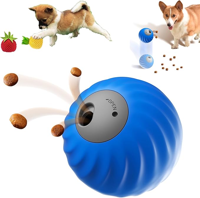 Zoomie 2.0 Buddy – Interactive Dog Toys Ball，dog treat toys and toys for aggressive chewers to keep them busy Automatic Rolling BallToy puppy puzzle feeder dog toy with treats inside,USB Rechargeable