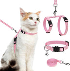 PAWCHIE Cat Harness with Leash and Collar Set - Escape Proof Adjustable H-shped Cat Harness with Star and Moon Pattern Glow in The Dark for Kitty Outdoor Walking, Pink M