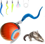 2025 New Upgrade Speedy Tail Cat Toy, Smart Interactive Pet Toys Comes with 4 Tails, Reinforced Version of The Cat Toys Balls, Two Speed Adjustment (Orange)