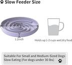 Slow Feeder Dog Bowls, Dishwasher Microwave Safe Silicone Puppy Puzzle Bowl with Non-Slip Design for Eating (White and Purple)