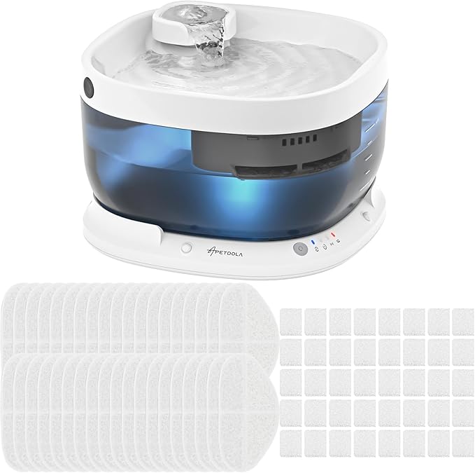 Wireless Dog Water Fountain with 40 Filter,Battery Operated Dog Water Dispenser with Motion Sensor, 237 oz/ 7L Cordless Fountain Water Bowl for Large Dogs Cat(Replacement Filter for 10 Months)