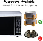 Petygooing Ceramic Cat Dog Bowl Set with Stand, Pet Food and Water Bowl,Medium Pet Dishes Anti Slip Set of 2 Cat Dog Bowls-Cute Modern Pet Food Bowls Small Medium Size (28 OZ /3.6 Cups) Grey White