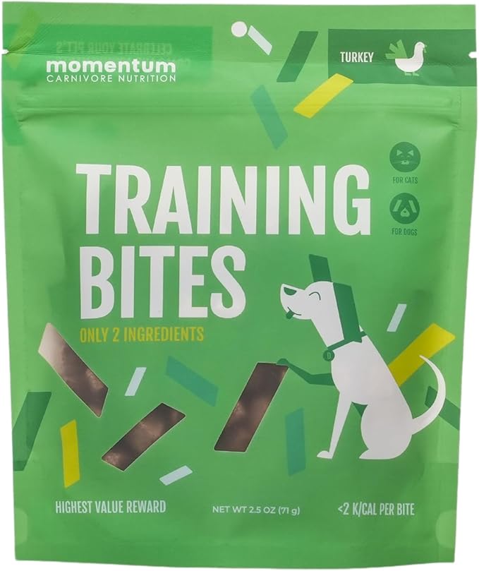 Momentum Carnivore Nutrition Freeze-Dried Turkey Training Bites – Two Ingredients-Turkey Gizzards and Hearts, All-Natural Dog Treats –Made in USA – Perfect for Training & Rewards- 2.5 oz Bag