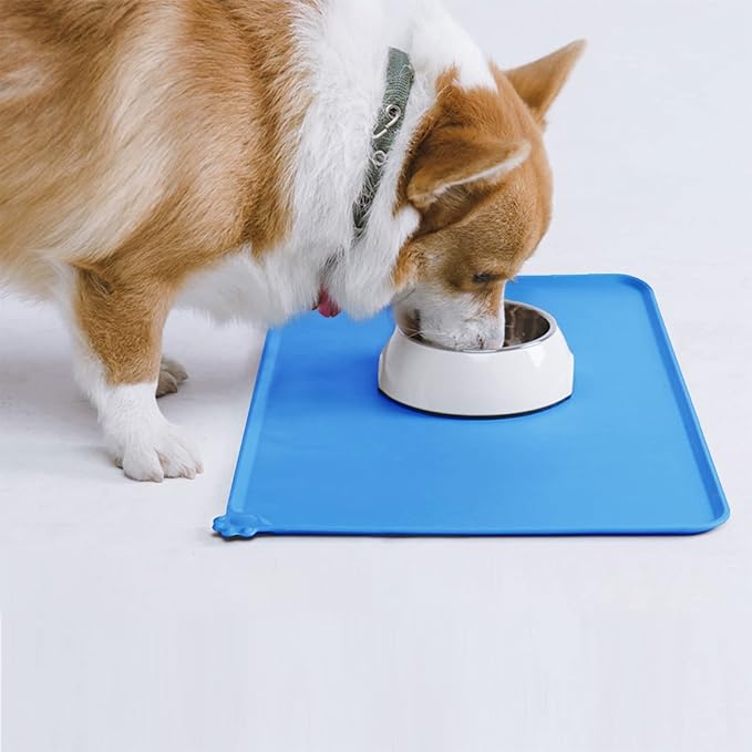 AUDWUD Silicone Waterproof Pet Feeding Mats,Anti Slip Bowl Pad, Dog Mat for Food and Water