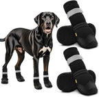 Hcpet Dog Shoes, Dog Boots & Paw Protectors for Winter Snowy Days, Rainy Weather, Outdoor Anti-Slip Sole Dog Booties for Hardwood Floor Black-Leg 3