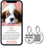 MYLUCKYTAG Stainless Steel QR Code Cat Tags - Pet Online Profile - Scan QR, Receive Instant Pet Location Alert Email