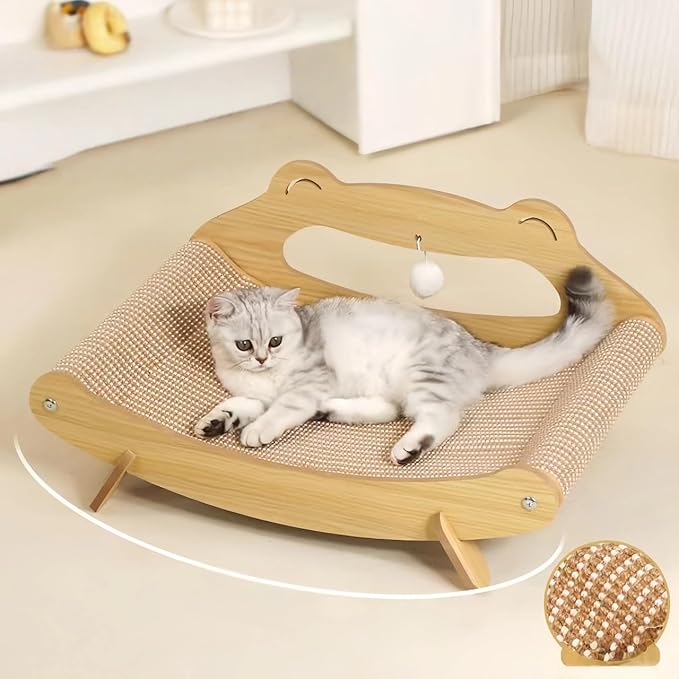 Extra Large Cat Scratcher Bed Lounge for Indoor Cats – Sisal Giant Curved Scratch Pad, Cat Lounger Couch Chair, Kitty Scratching Post and Hammock, Feline Furniture, Play Board for Kittens (X-Large)