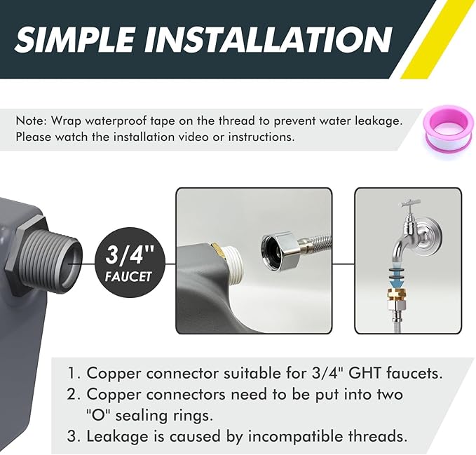 67OZ Automatic Dog Water Dispenser Patented Dog Water Bowl Dispenser Fits 3/4'' GHT Faucet Automatic Water Dispenser for Dogs Cats Chicken Waterer Outdoor Waterer Bowl Include 5Ft Water Hose