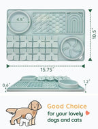 Slow Feeder Bowl, Silicone Lick Mat with Suction Cups for Dog Cat, Snuffle Mat for Pet Smell Training, Puzzle Toys for Bored Puppy,Interactive Sniff Mat for Slow Eating & Keep Busy, Mint Green