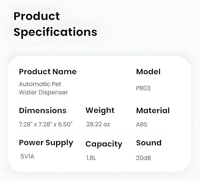 1.8L Automatic Pet Water Fountain – Quiet Smart Water Dispenser for Cats, Dogs & Small Pets, Self-Circulating, Easy to Clean, BPA-Free Pet Drinking Fountain