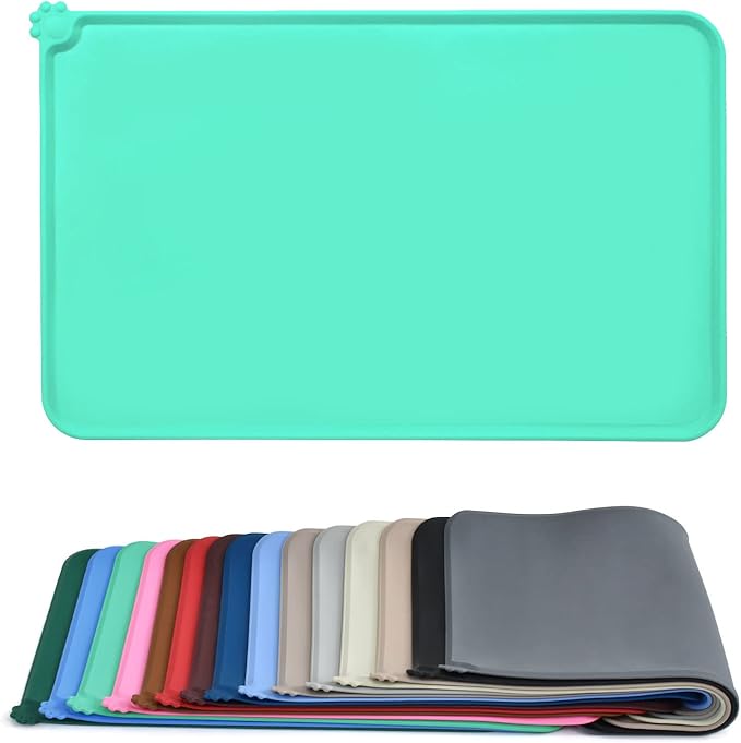 AUDWUD Silicone Waterproof Pet Feeding Mats,Anti Slip Bowl Pad, Dog Mat for Food and Water