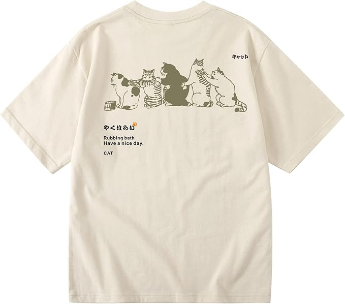 Cute Cat Graphic Tees for Women Harajuku Shirt Letter Printed Oversized T Shirts Aesthetic Casual Baggy Tshirts…